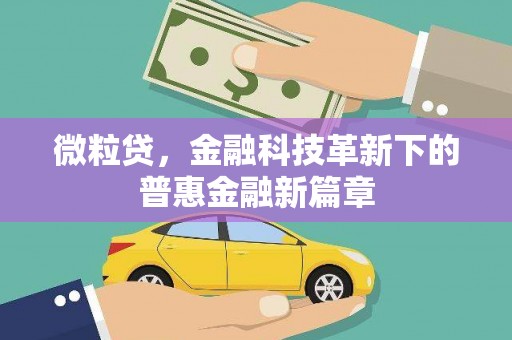 白城微粒贷，金融科技革新下的普惠金融新篇章
