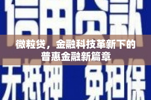 白城微粒贷，金融科技革新下的普惠金融新篇章
